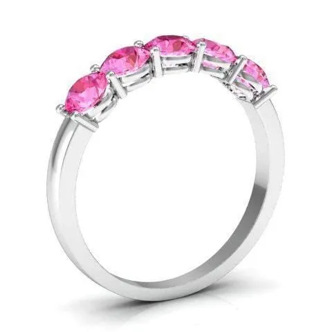1.00cttw Shared Prong Pink Sapphire Five Stone Ring