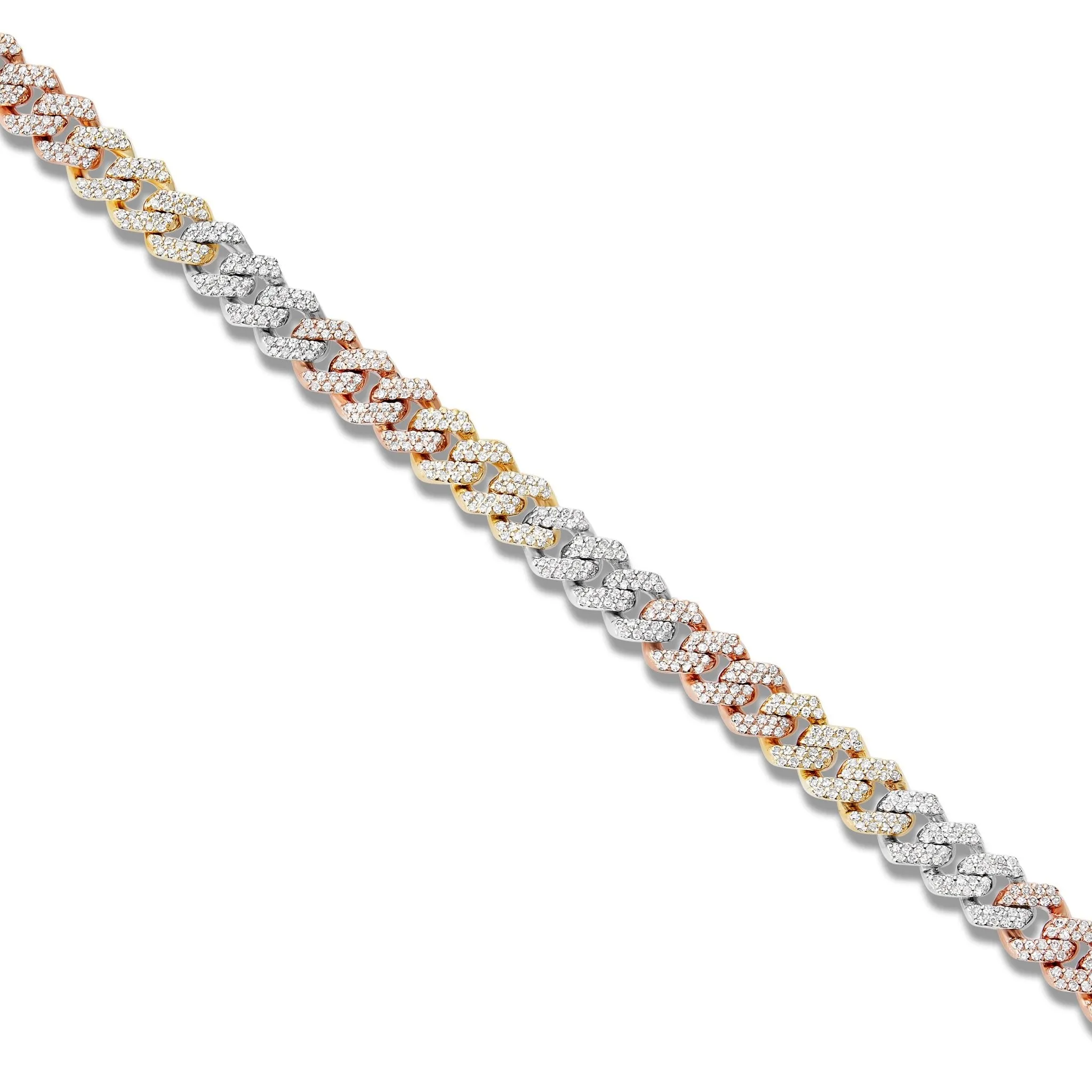 10K Gold Tri-Tone 3.91ctw Diamond Cuban Chain