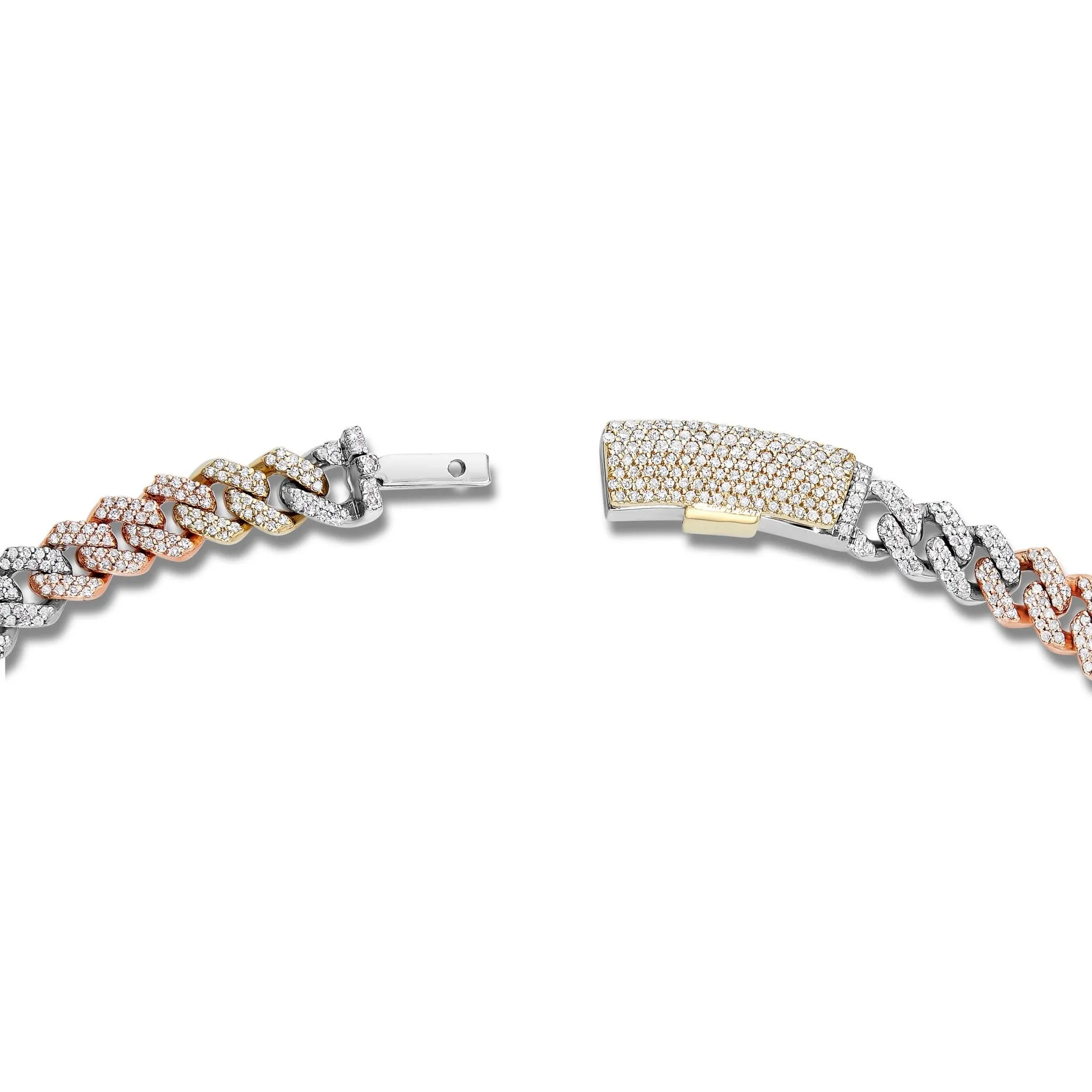 10K Gold Tri-Tone 3.91ctw Diamond Cuban Chain