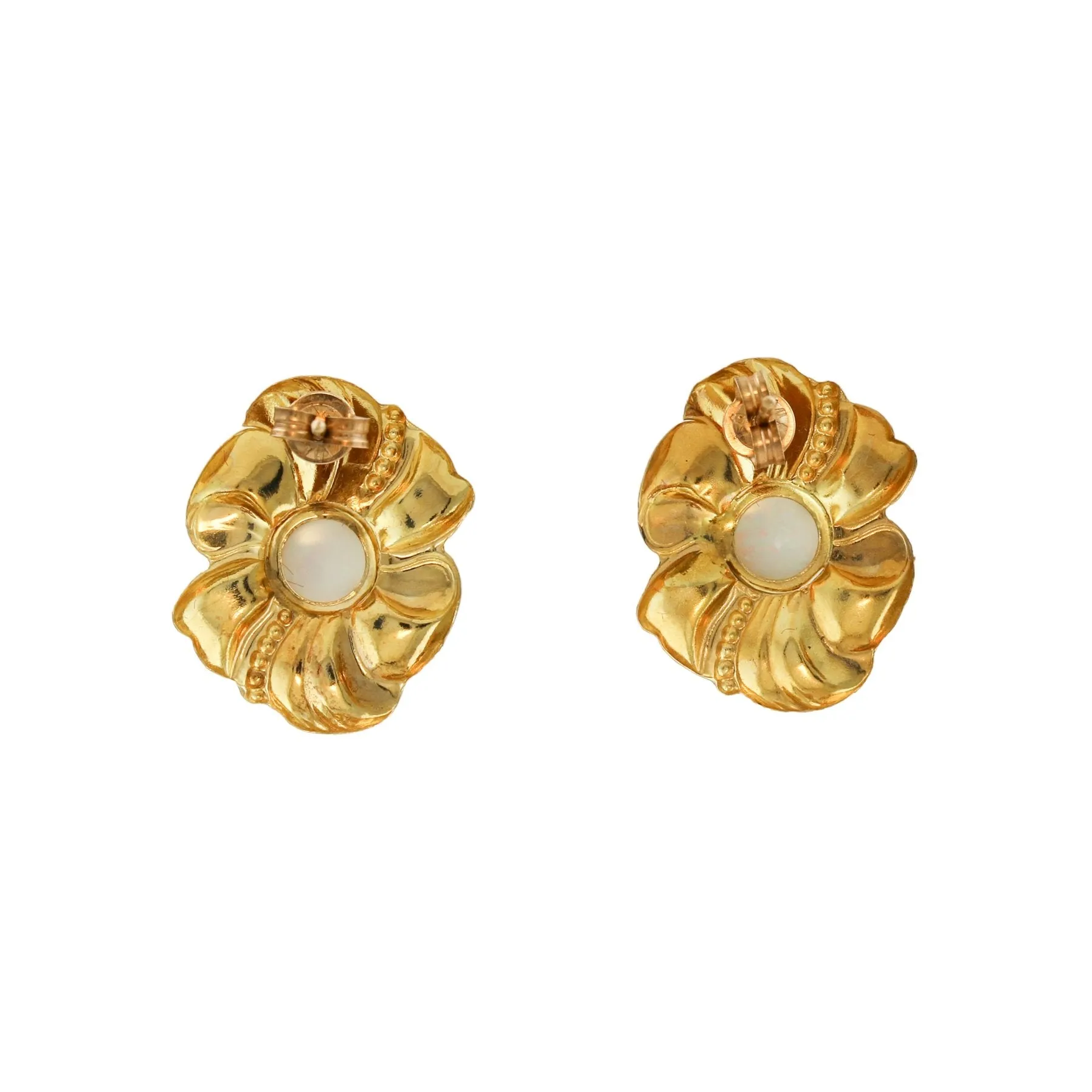 10k Vintage Gold Flower x Opal Earrings