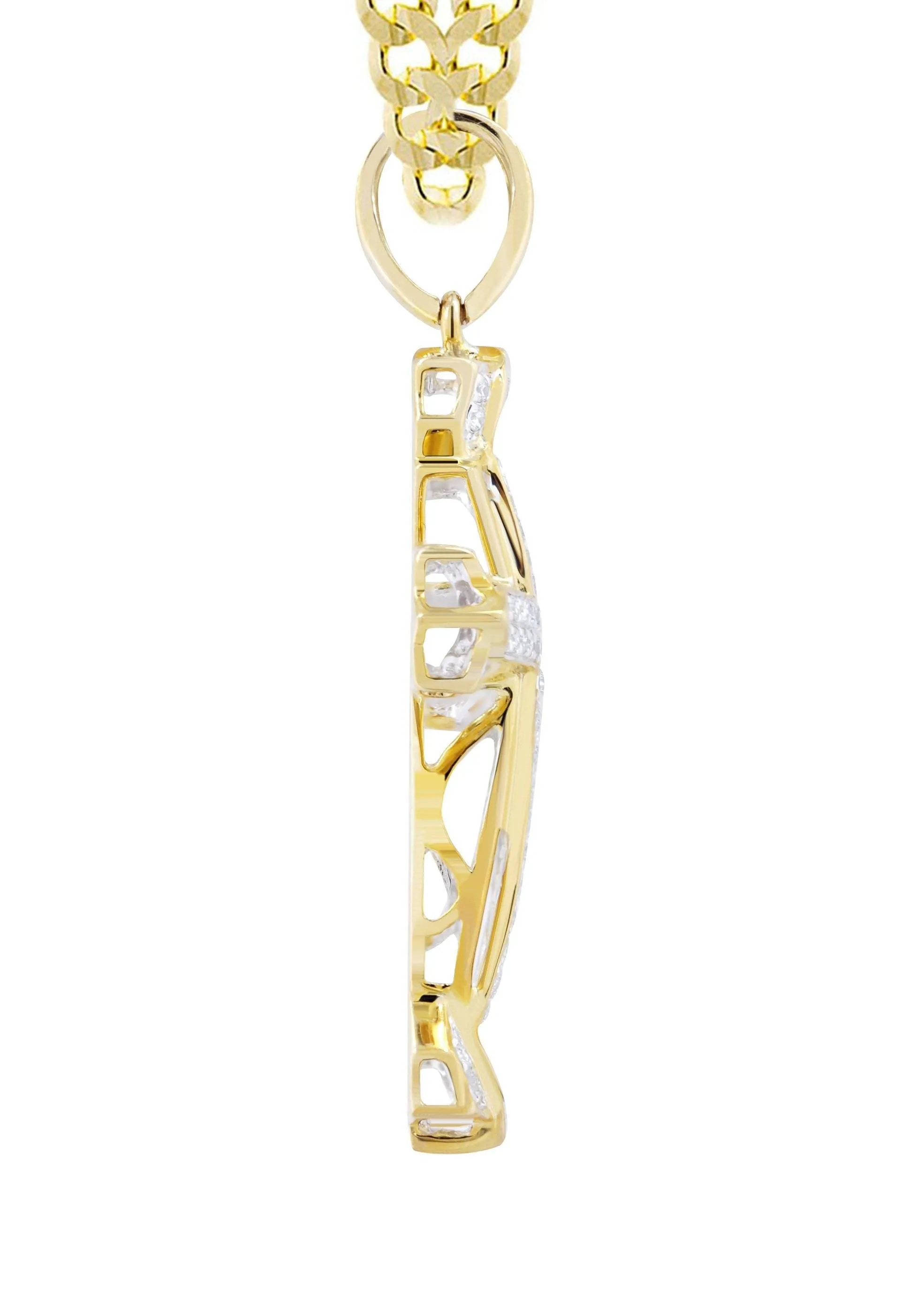10K Yellow Gold Cross  Diamond Necklace  | 0.58 Carats