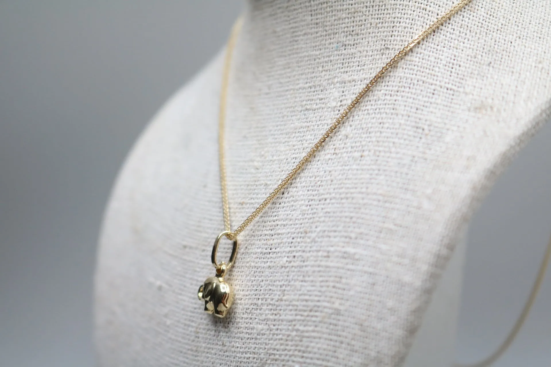 14-Karat Yellow Gold Wheat Style Necklace w/ Elephant Charm 2.1 Grams