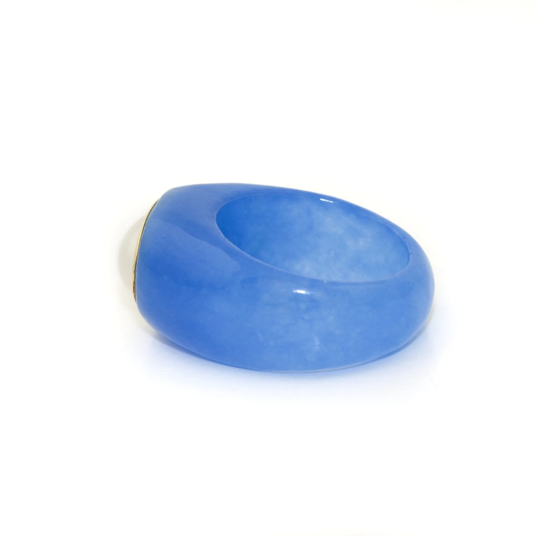 14k Bezel x Carved Blue Jade & Pearl Sing