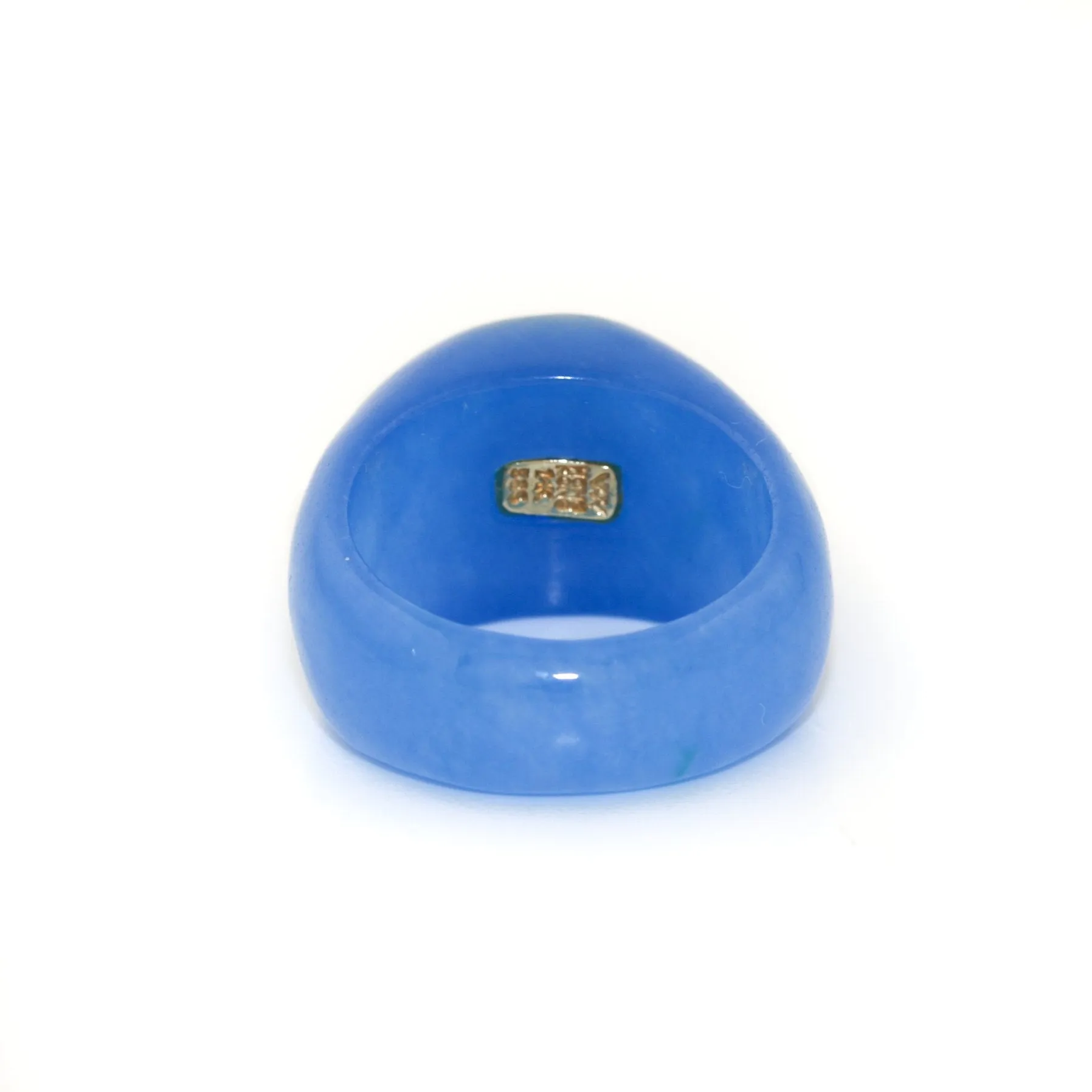 14k Bezel x Carved Blue Jade & Pearl Sing