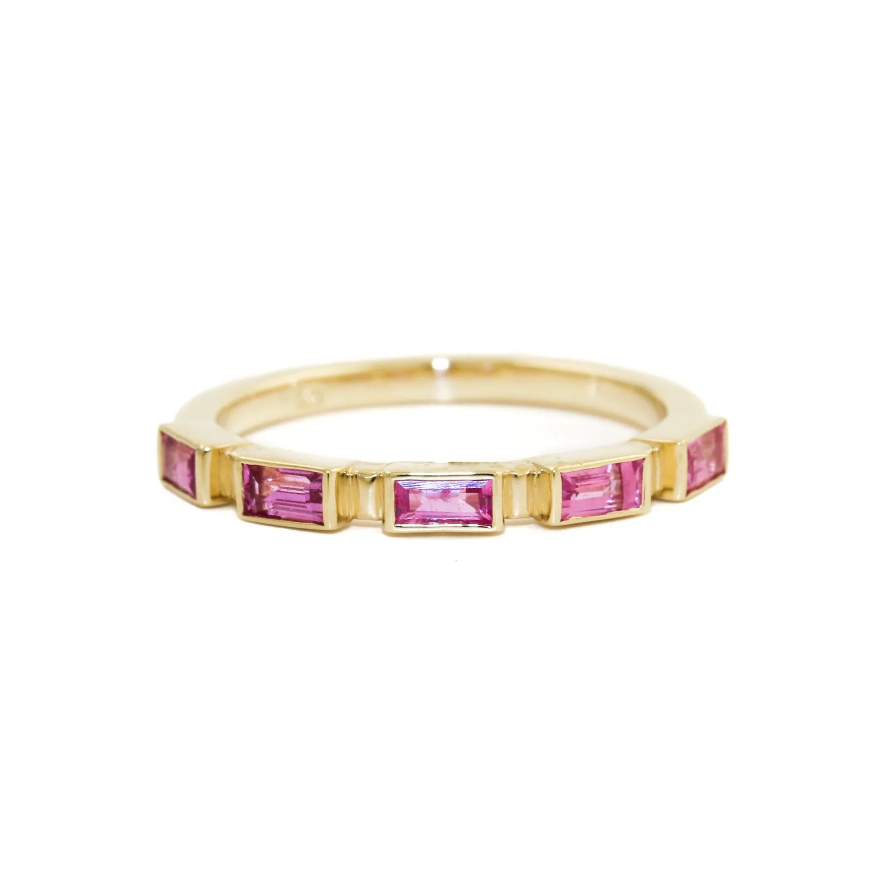14K Gold Pink Sapphire Baguette Band