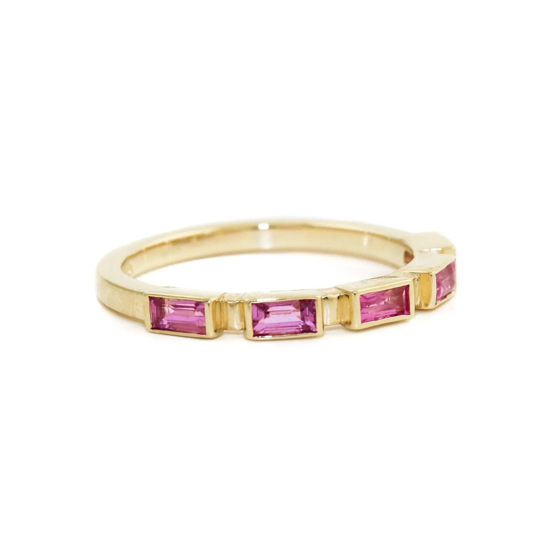 14K Gold Pink Sapphire Baguette Band