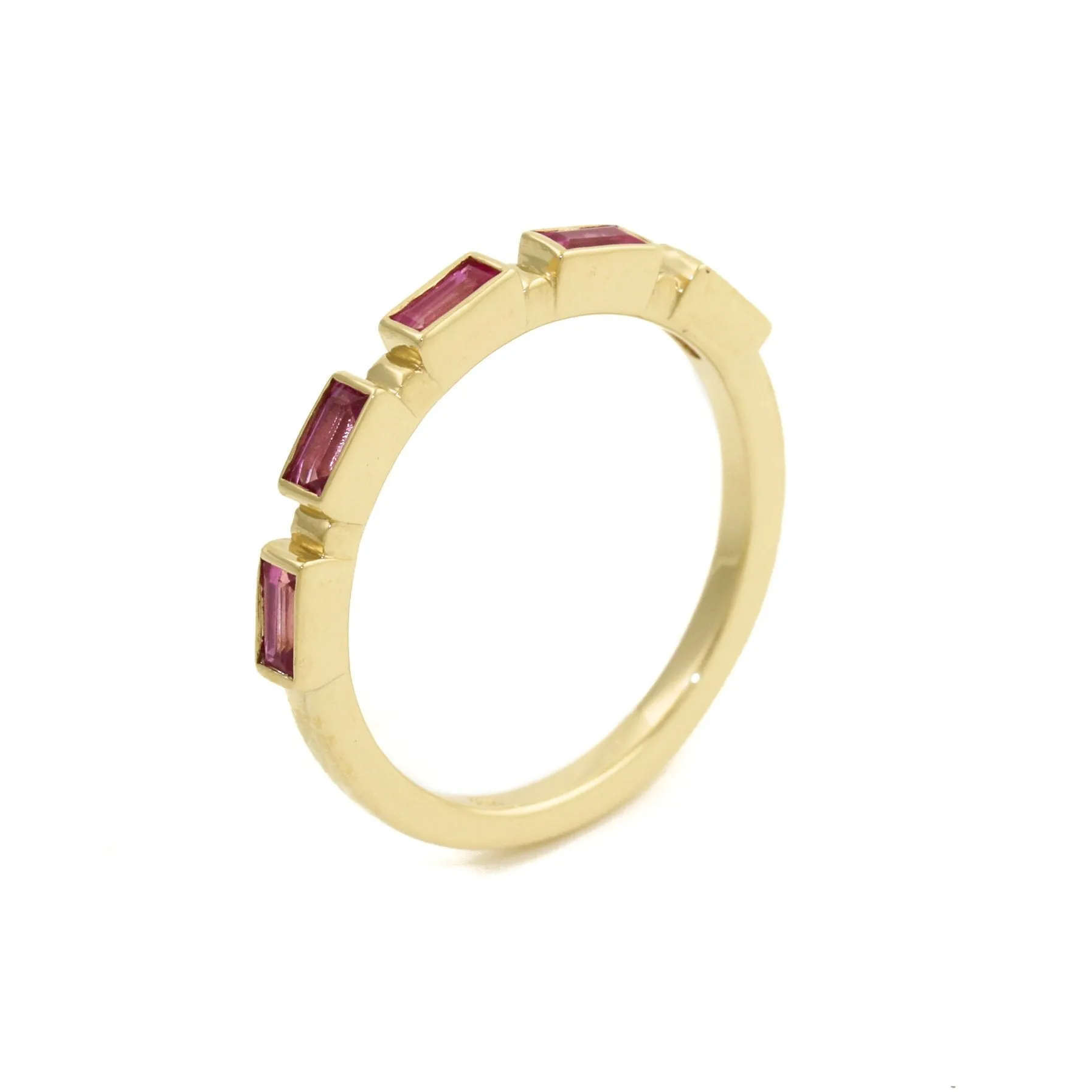14K Gold Pink Sapphire Baguette Band