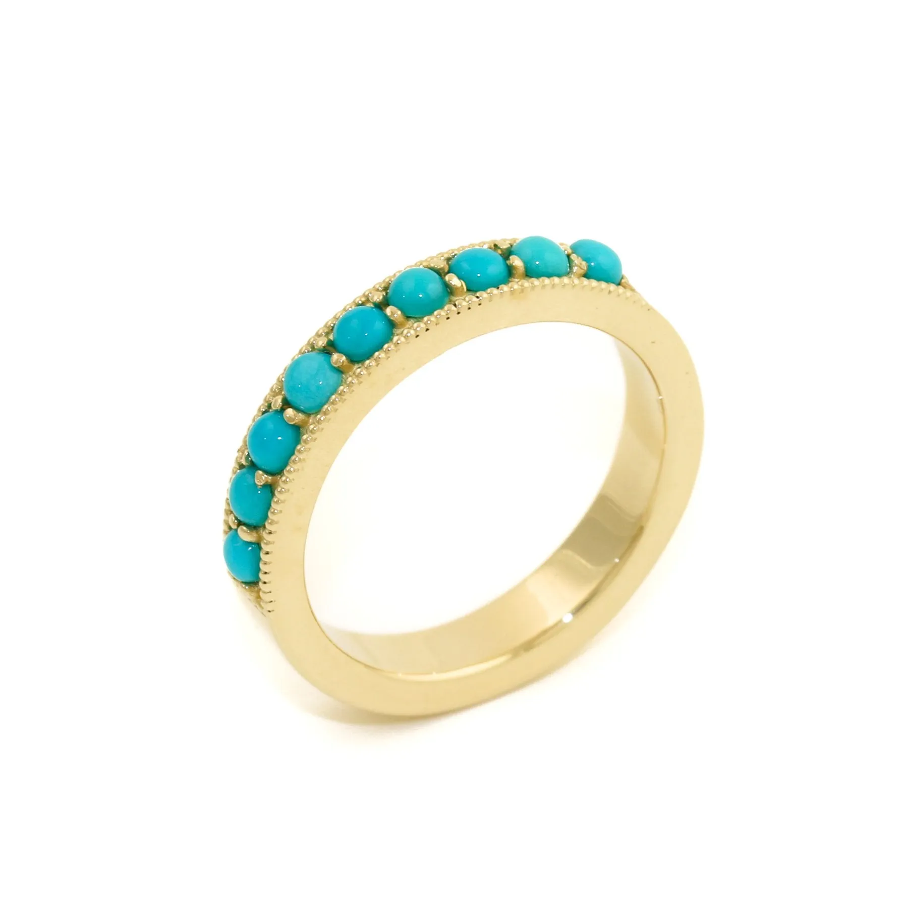 14K Gold Sleeping Beauty Turquoise Channel Band