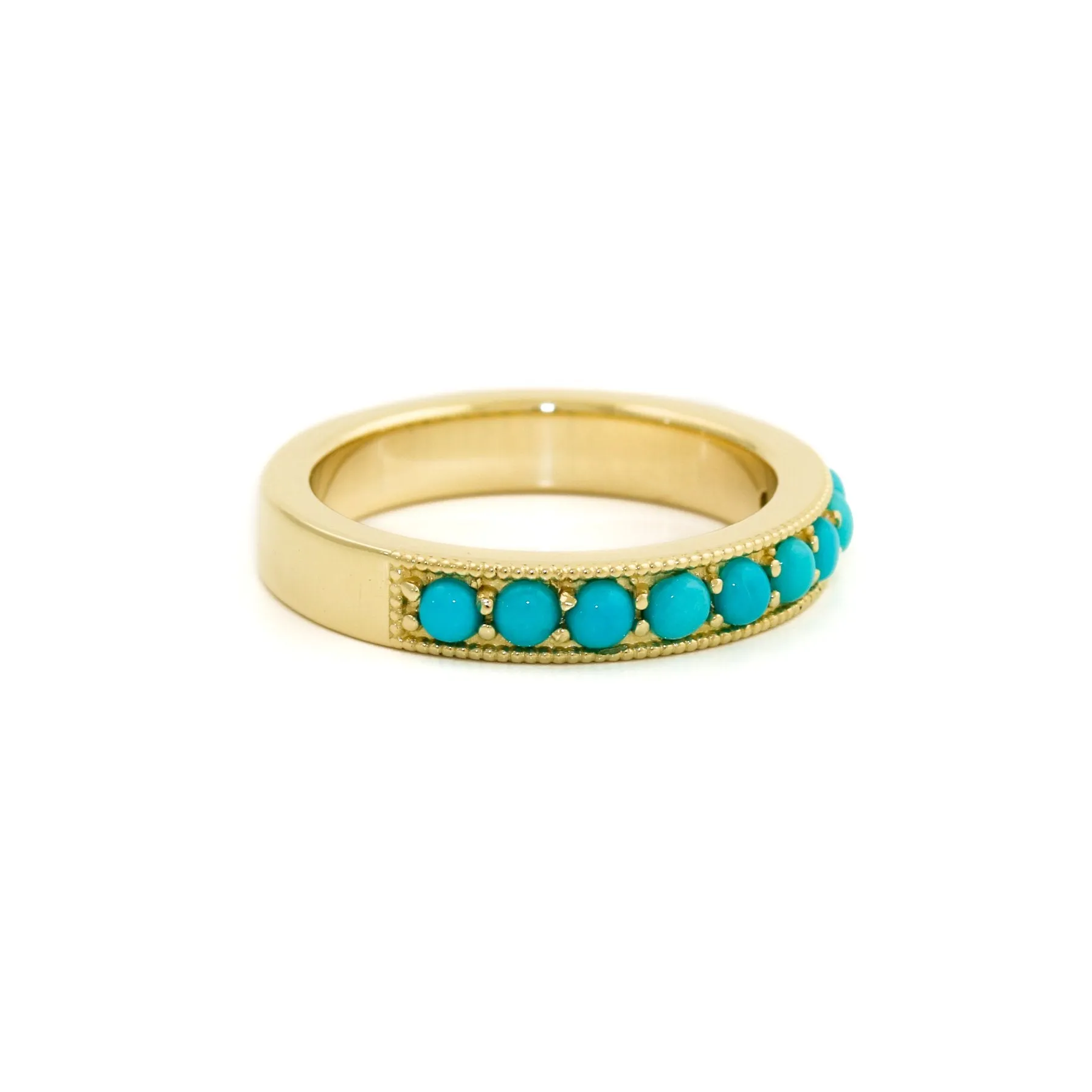 14K Gold Sleeping Beauty Turquoise Channel Band
