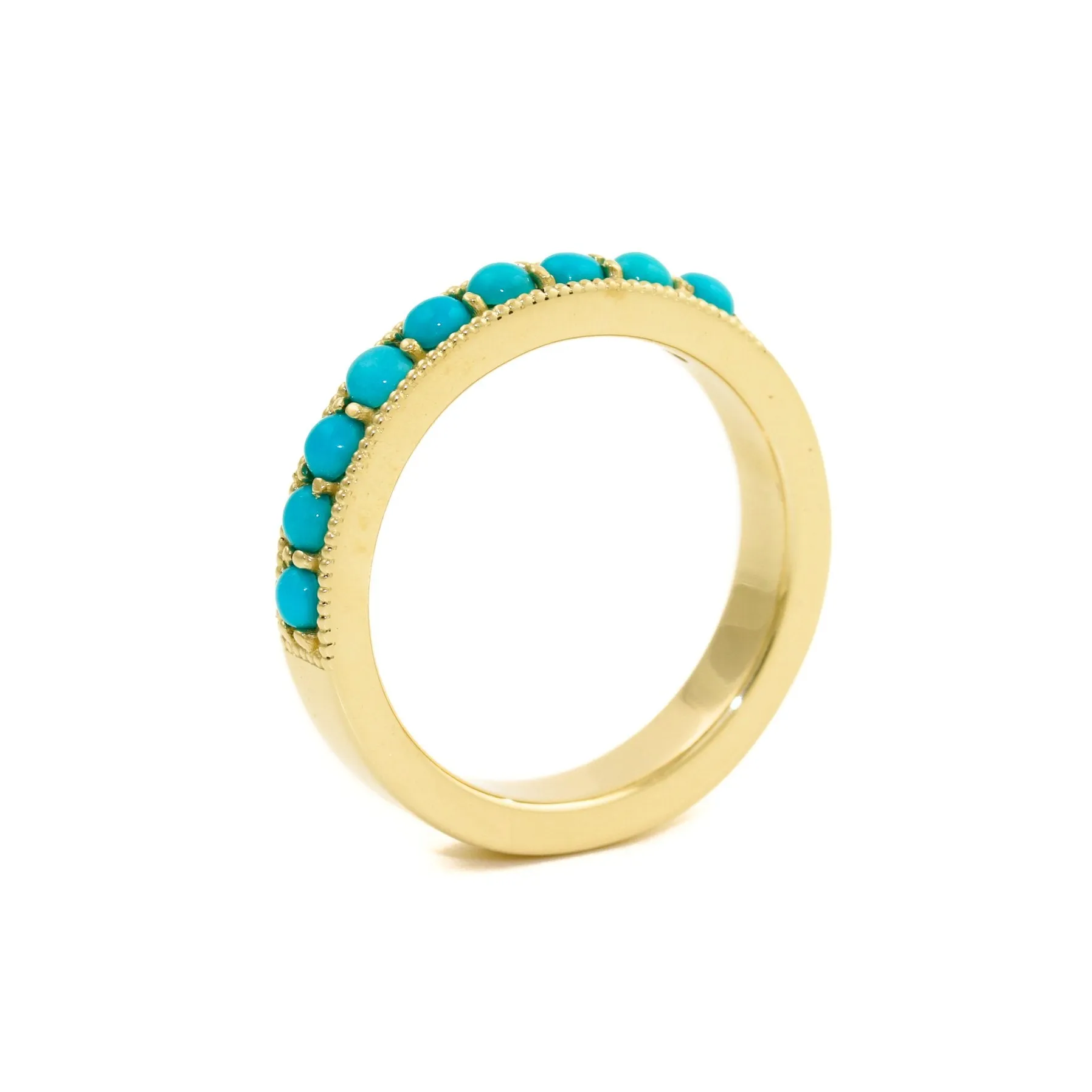 14K Gold Sleeping Beauty Turquoise Channel Band
