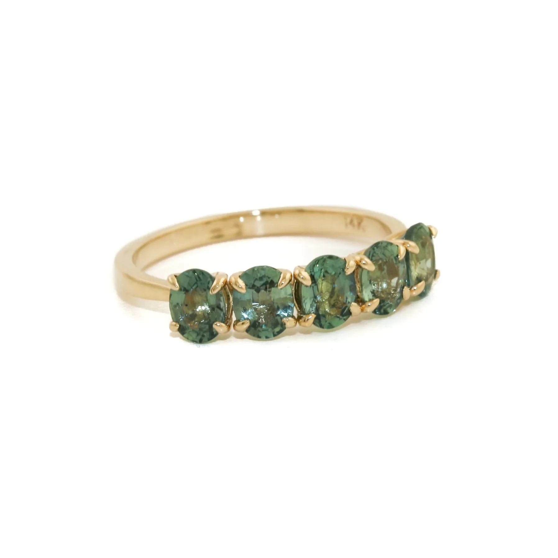 14K Gold x Ocean Teal Sapphire Band