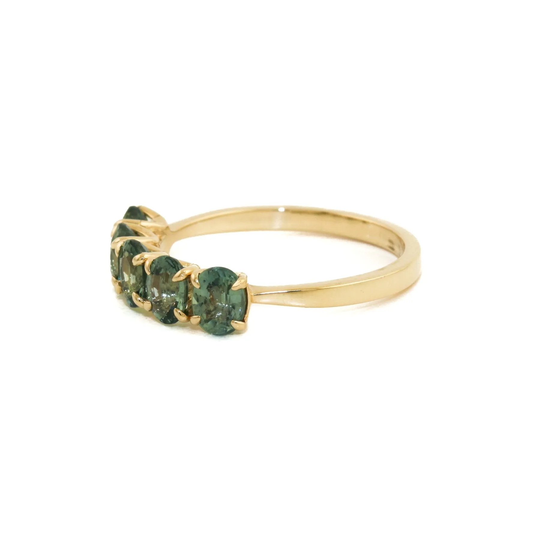 14K Gold x Ocean Teal Sapphire Band