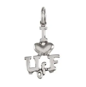 3/4" Sterling Silver I love UF Logo Charm Pendant