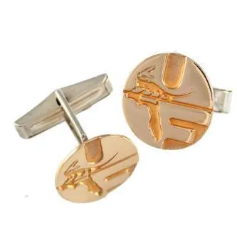5/8" 14K Solid Gold Retro Style Pell Logo University of Florida Cuff Links