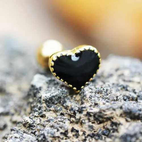 Black Heart Cartilage Earring