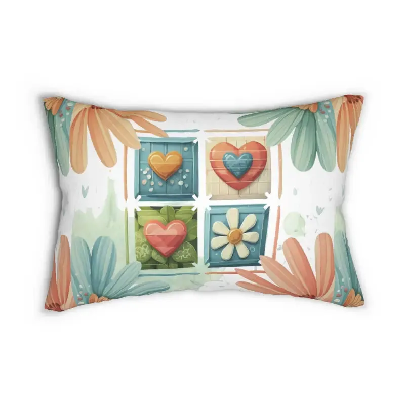 Charming Hearts Spun Polyester Lumbar Pillow