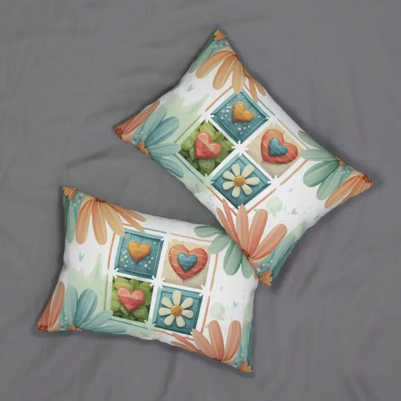 Charming Hearts Spun Polyester Lumbar Pillow