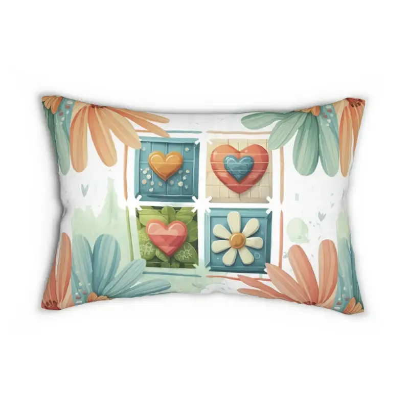 Charming Hearts Spun Polyester Lumbar Pillow