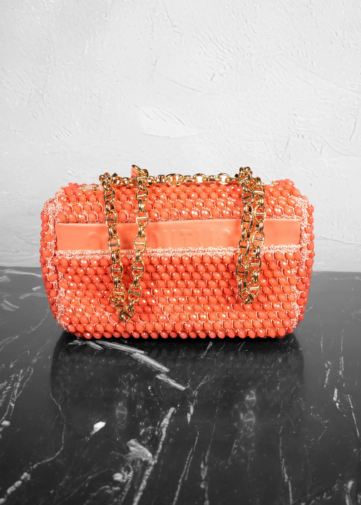 Christian Dior Caro Bag Embellished with Coral Beads