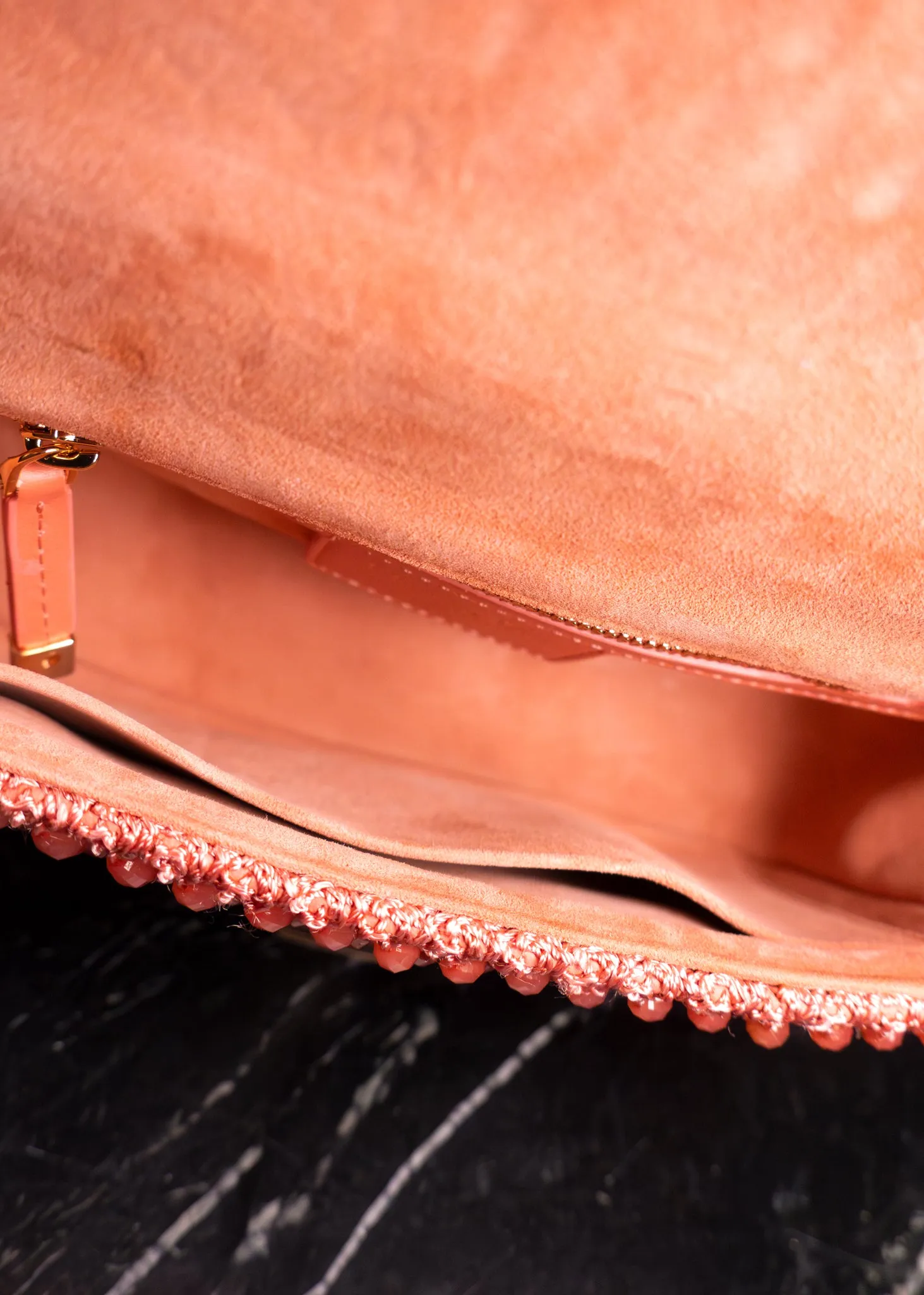 Christian Dior Caro Bag Embellished with Coral Beads