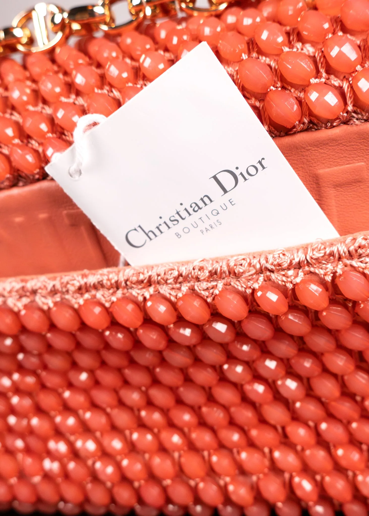 Christian Dior Caro Bag Embellished with Coral Beads