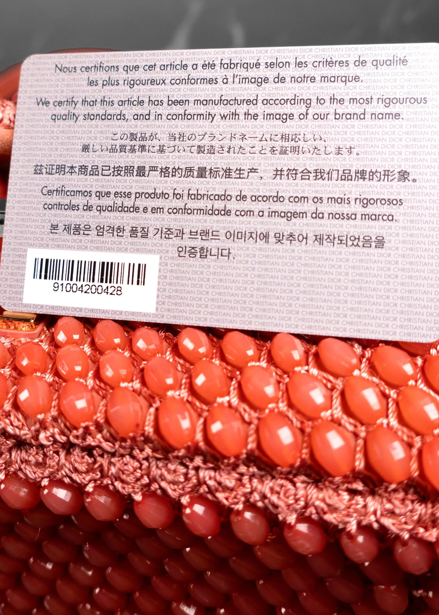 Christian Dior Caro Bag Embellished with Coral Beads