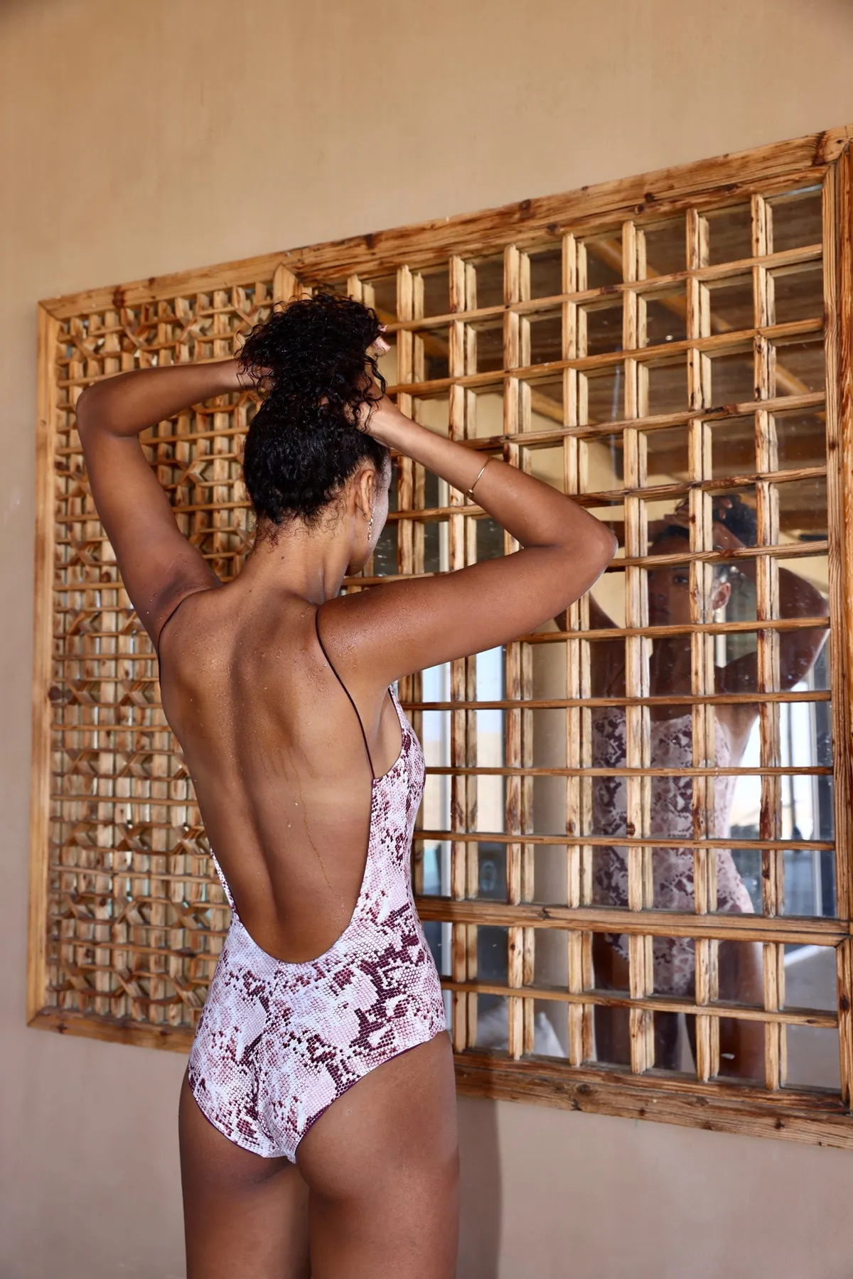 CLOE Plum/Snake Print Reversible One Piece