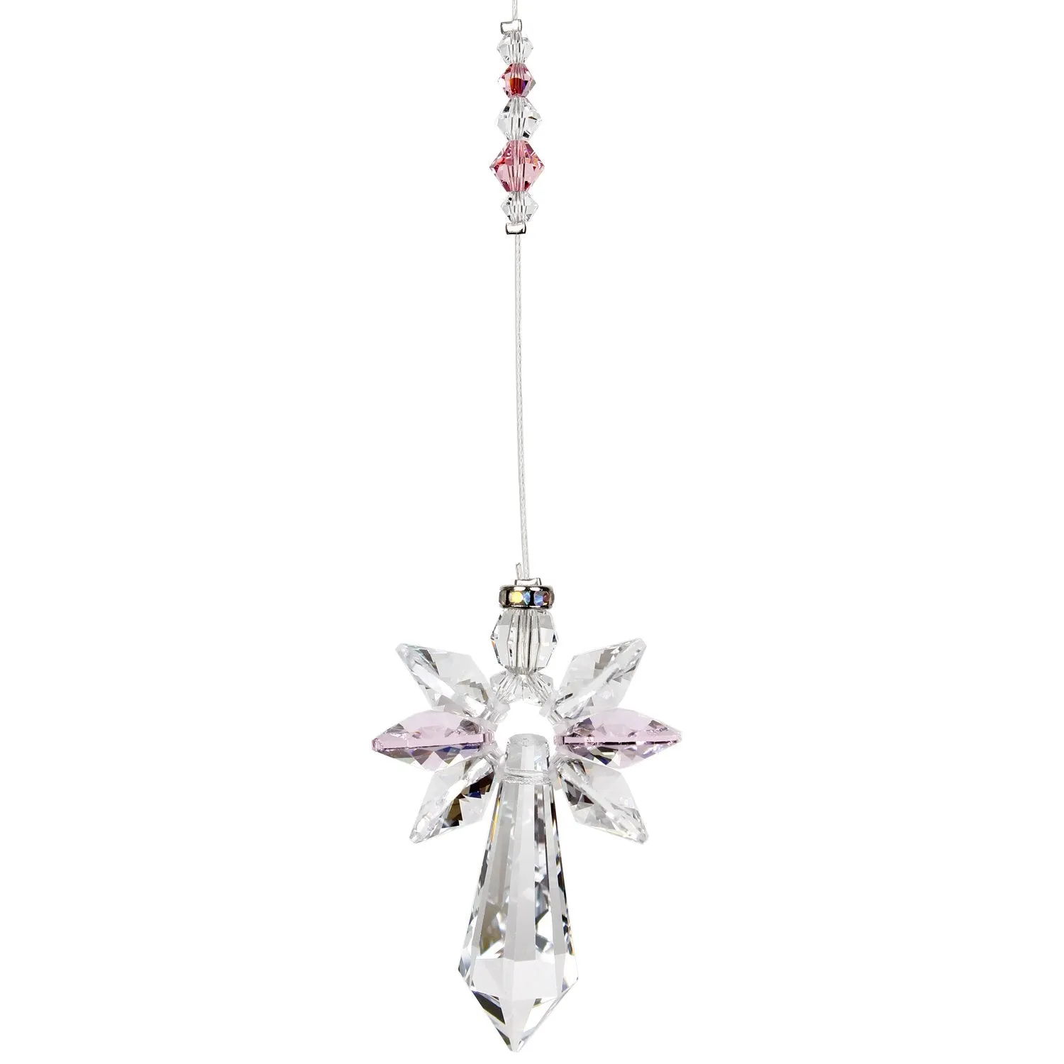 Crystal Guardian Angel Suncatcher - Large, Rose