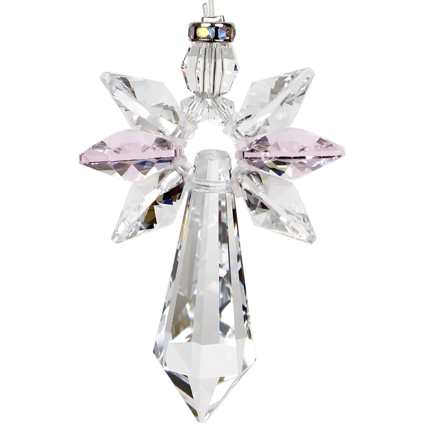 Crystal Guardian Angel Suncatcher - Large, Rose