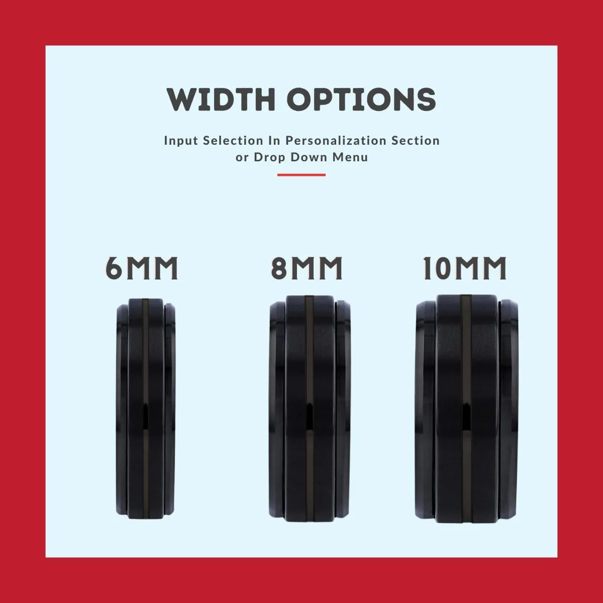 DOOMS | Red Ring, Black Tungsten Ring, Grooved, Stepped Edge