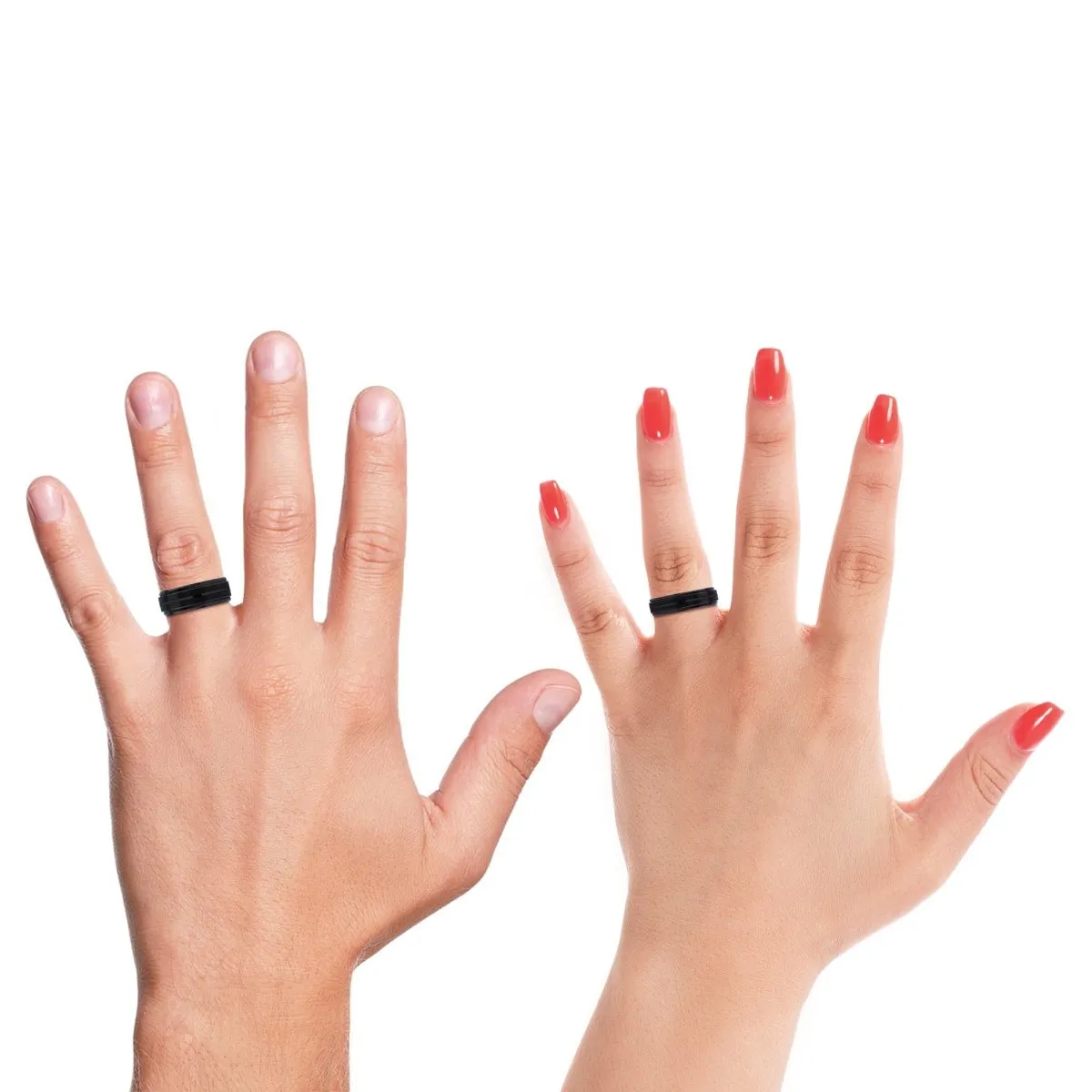 DOOMS | Red Ring, Black Tungsten Ring, Grooved, Stepped Edge