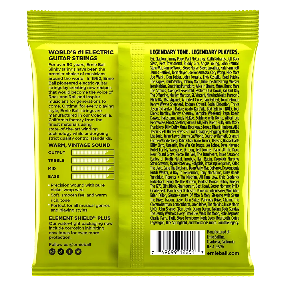 Ernie Ball Regular Slinky Classic Rock N Roll Pure Nickel Wrap Electric Guitar Strings - 10-46 Gauge