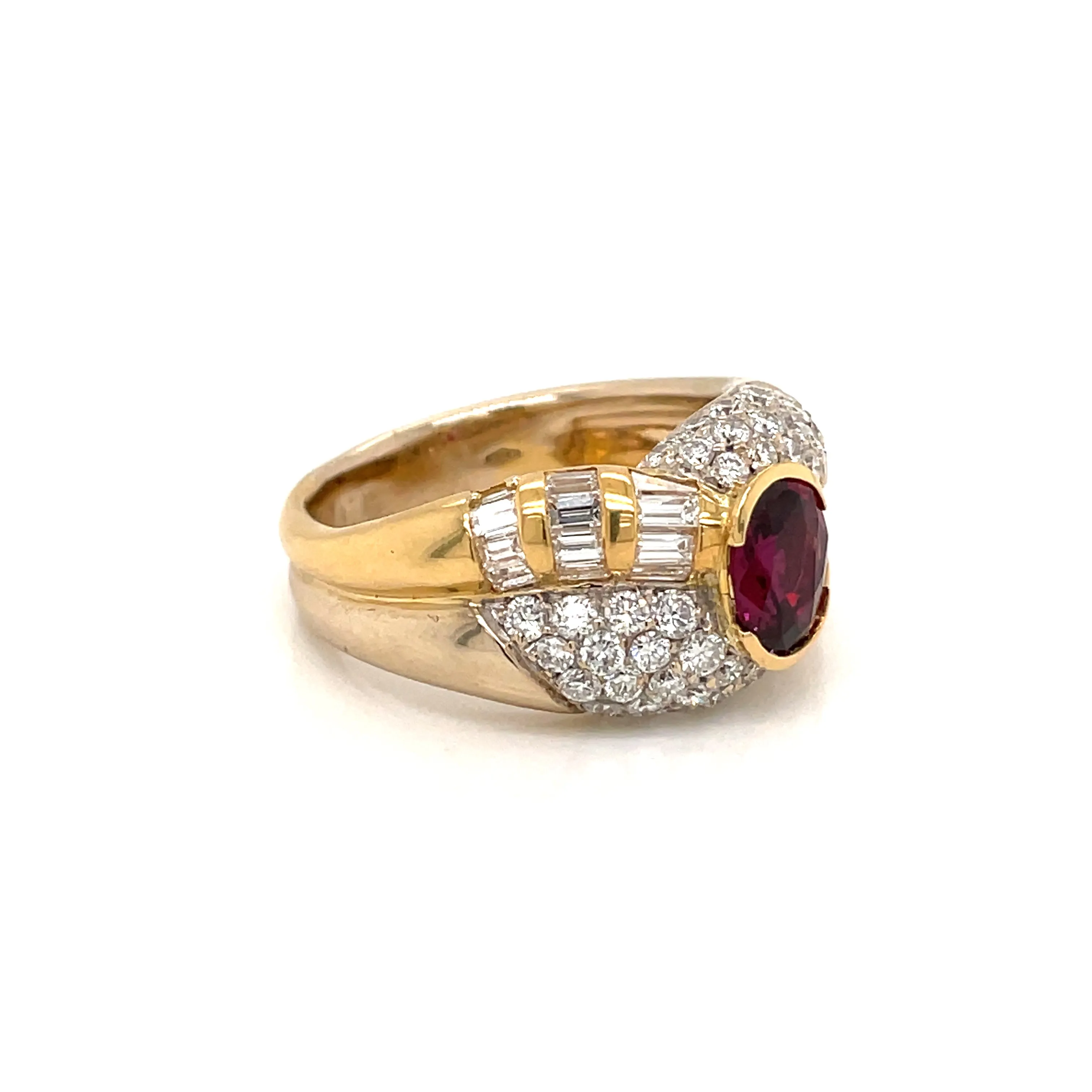 Estate 2 Carat Ruby Diamond Cocktail Ring