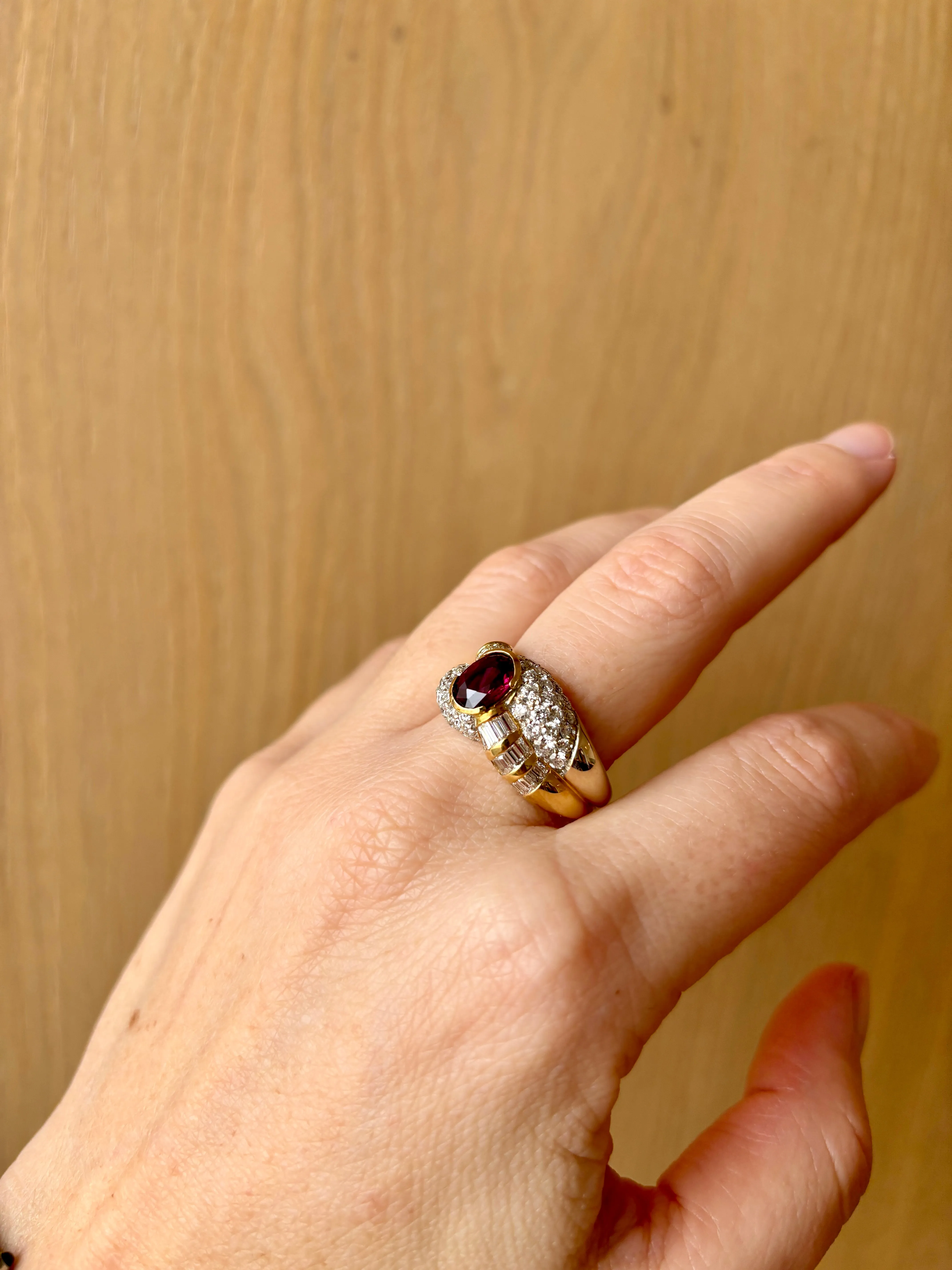Estate 2 Carat Ruby Diamond Cocktail Ring