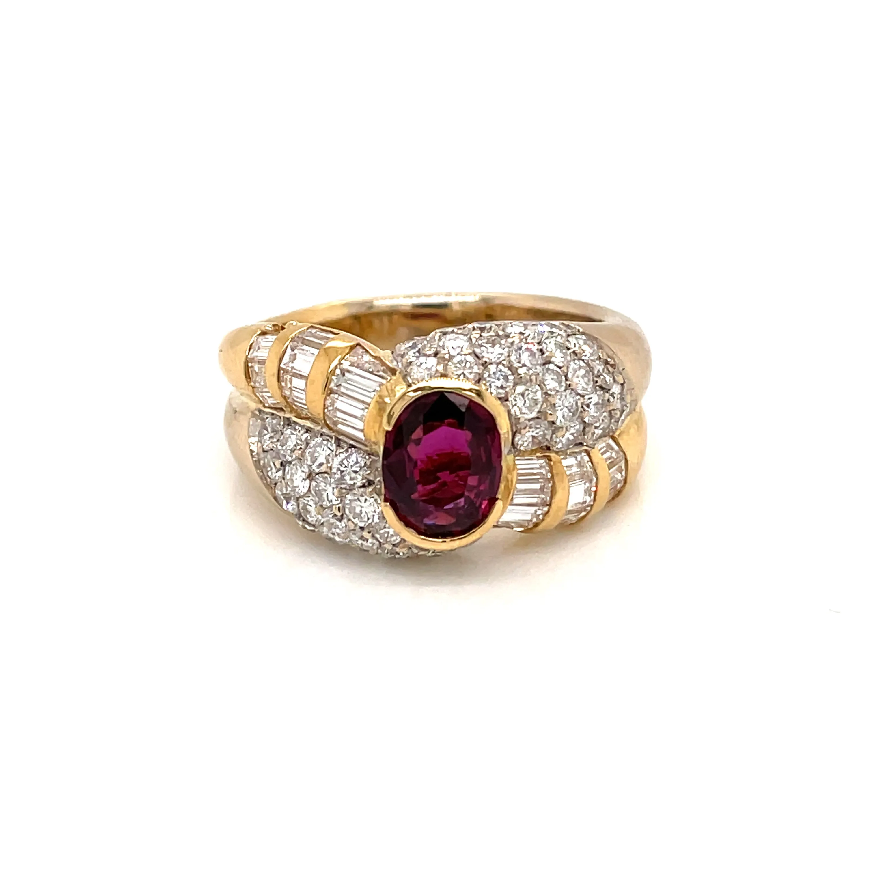 Estate 2 Carat Ruby Diamond Cocktail Ring