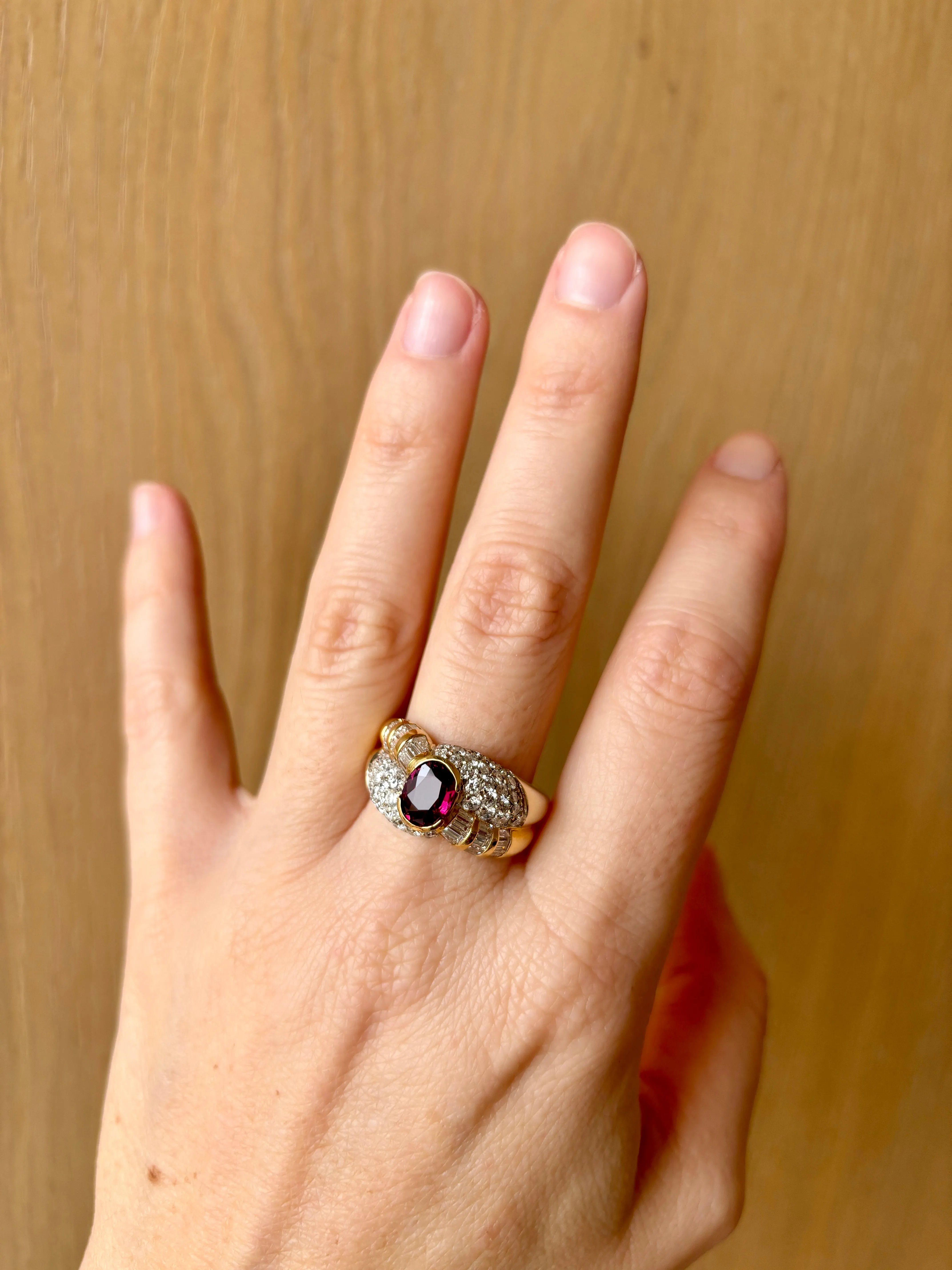 Estate 2 Carat Ruby Diamond Cocktail Ring