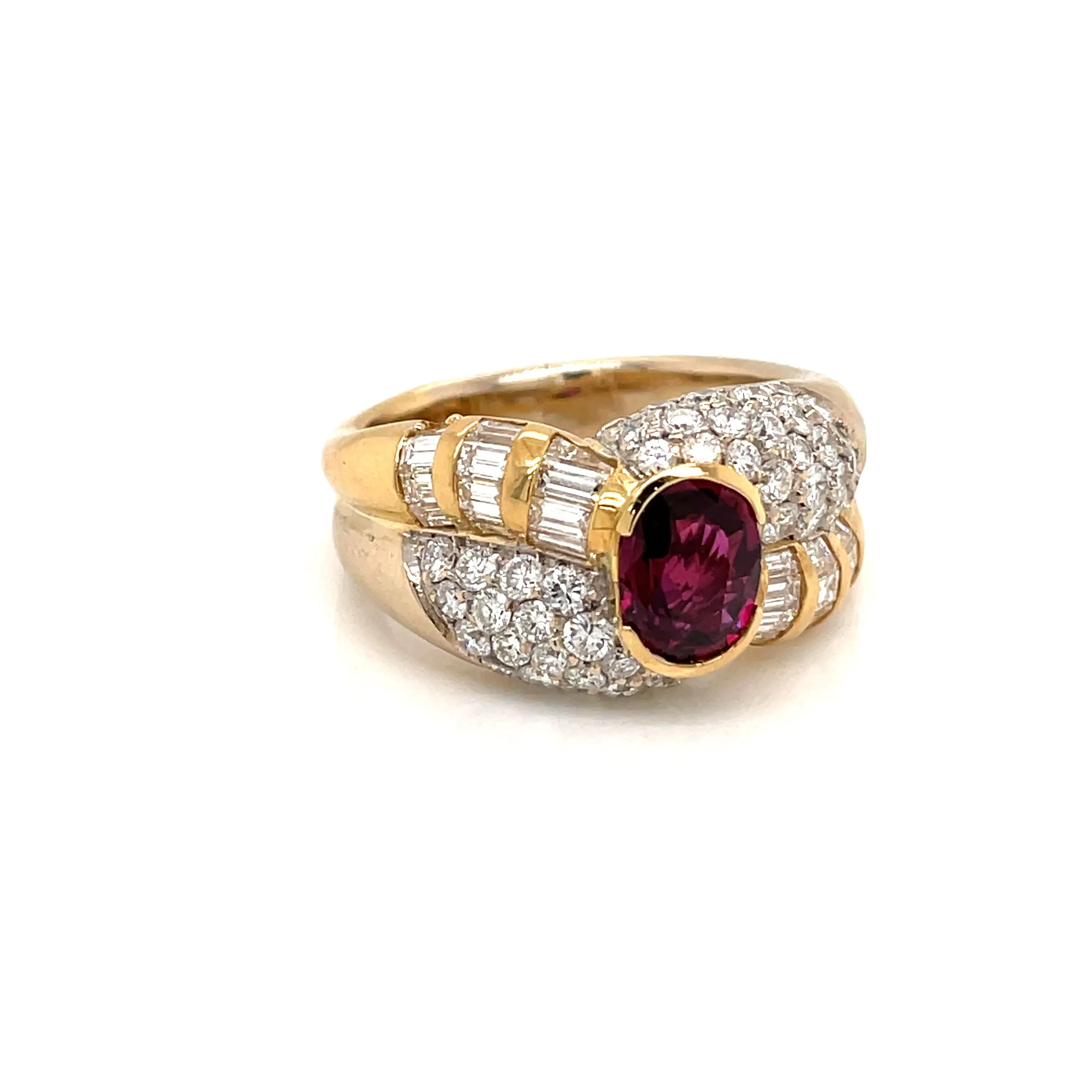 Estate 2 Carat Ruby Diamond Cocktail Ring