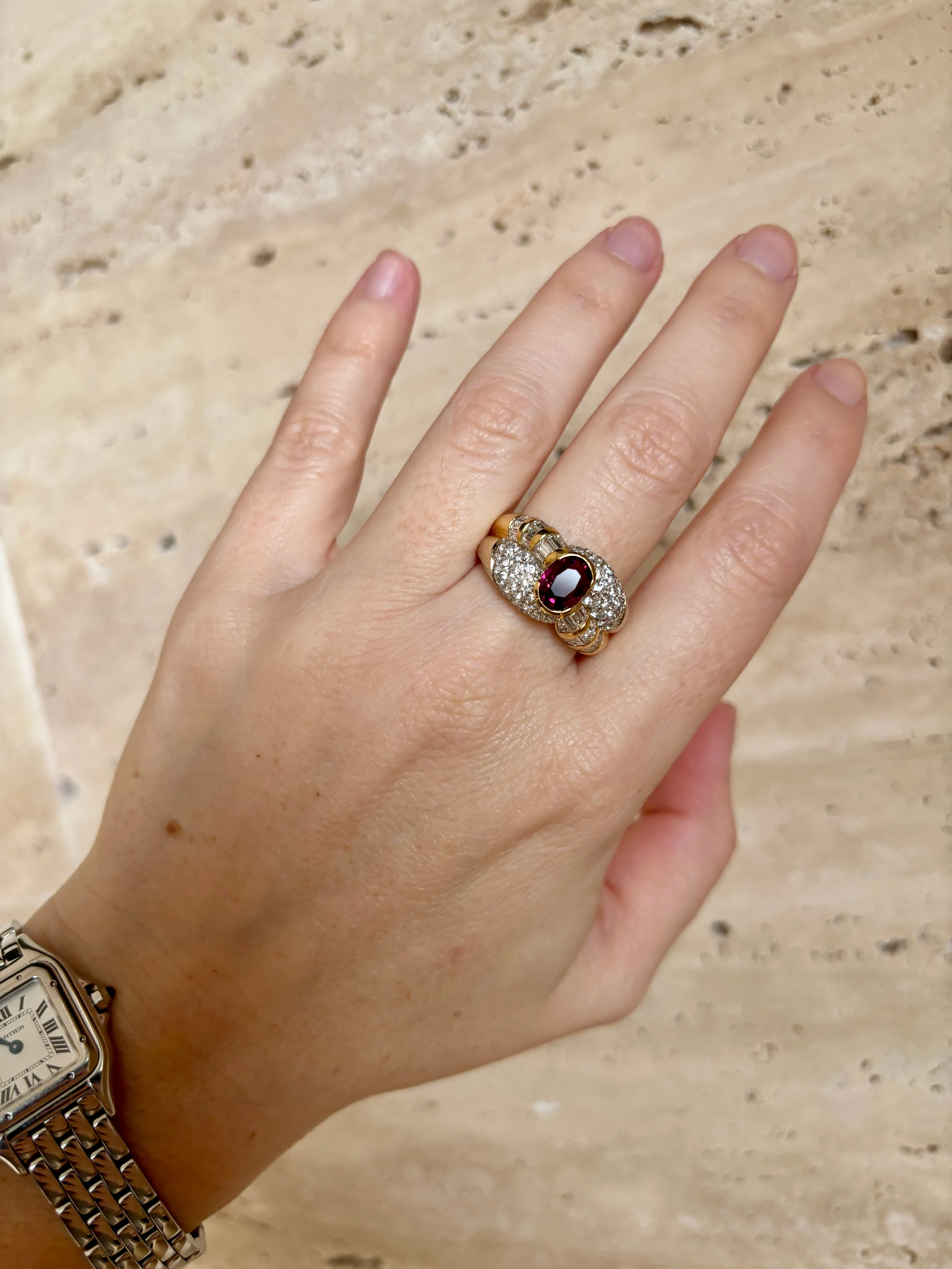 Estate 2 Carat Ruby Diamond Cocktail Ring
