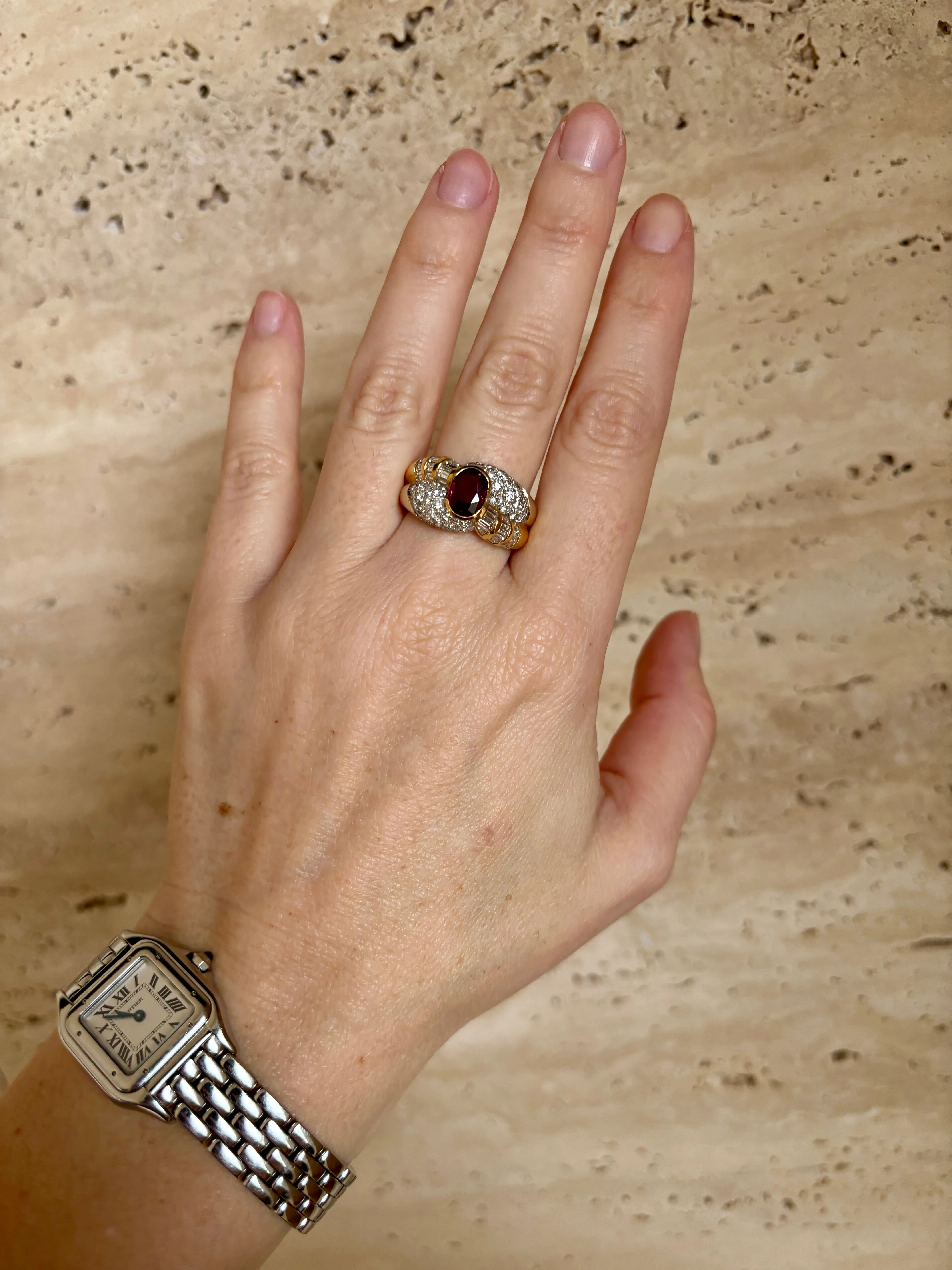 Estate 2 Carat Ruby Diamond Cocktail Ring