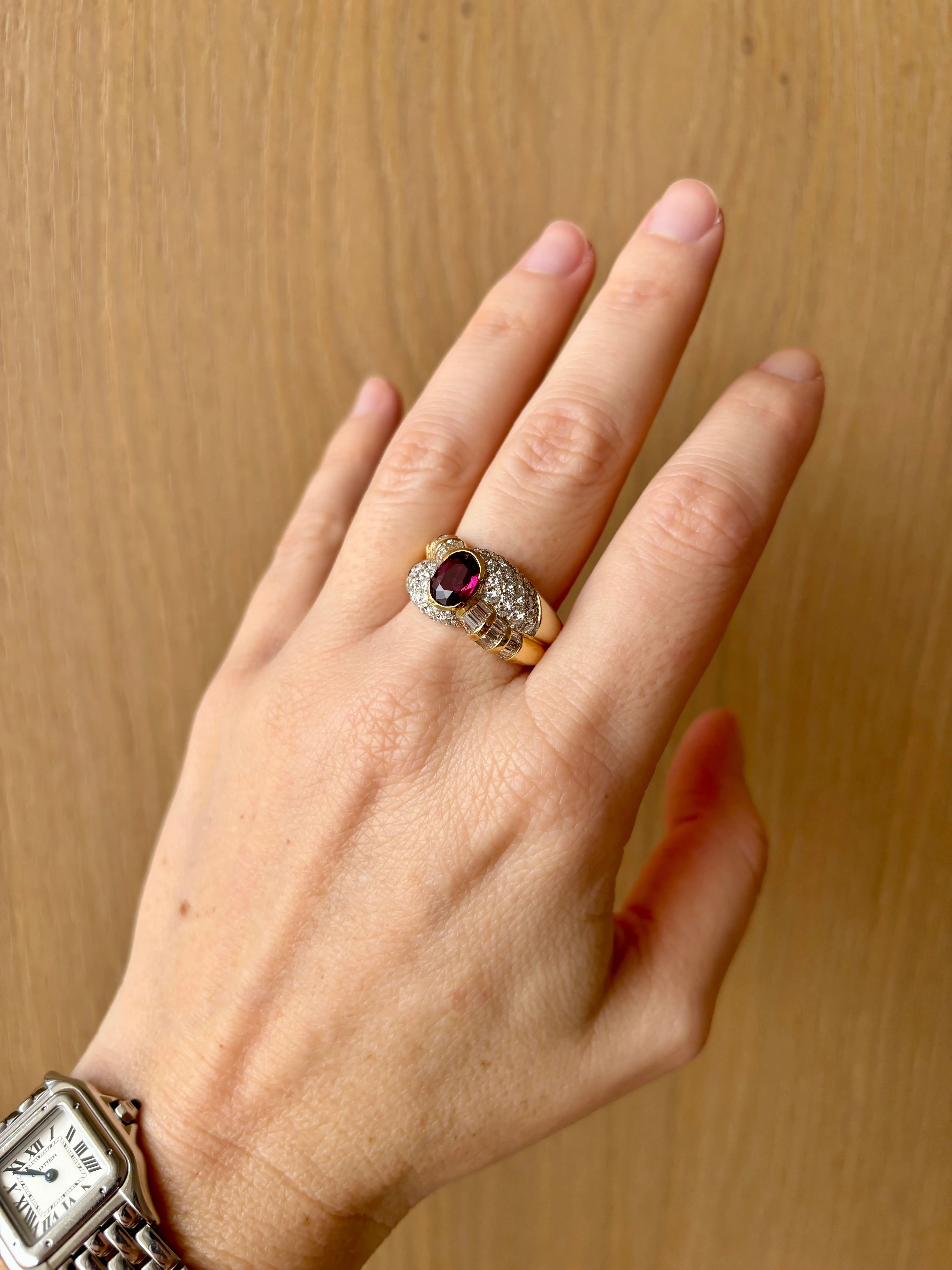 Estate 2 Carat Ruby Diamond Cocktail Ring