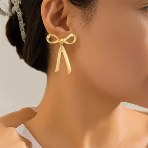 Gold Color Bow Stud Nail Cute Jewelry Piercing Vintage Earring