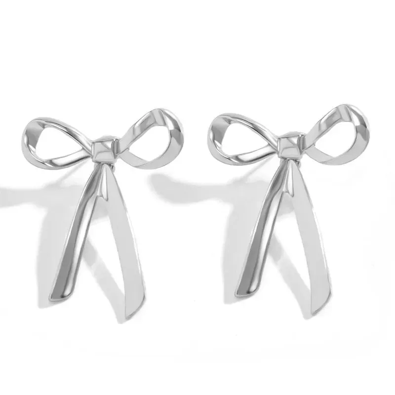 Gold Color Bow Stud Nail Cute Jewelry Piercing Vintage Earring