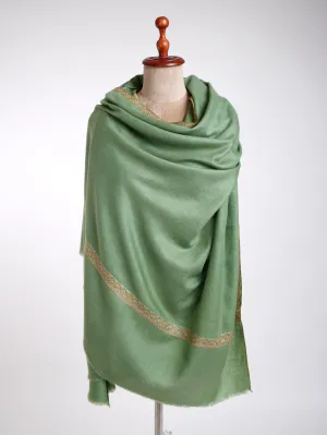 Hashia Kashmiri Embroidery Pashmina Shawl Emerald