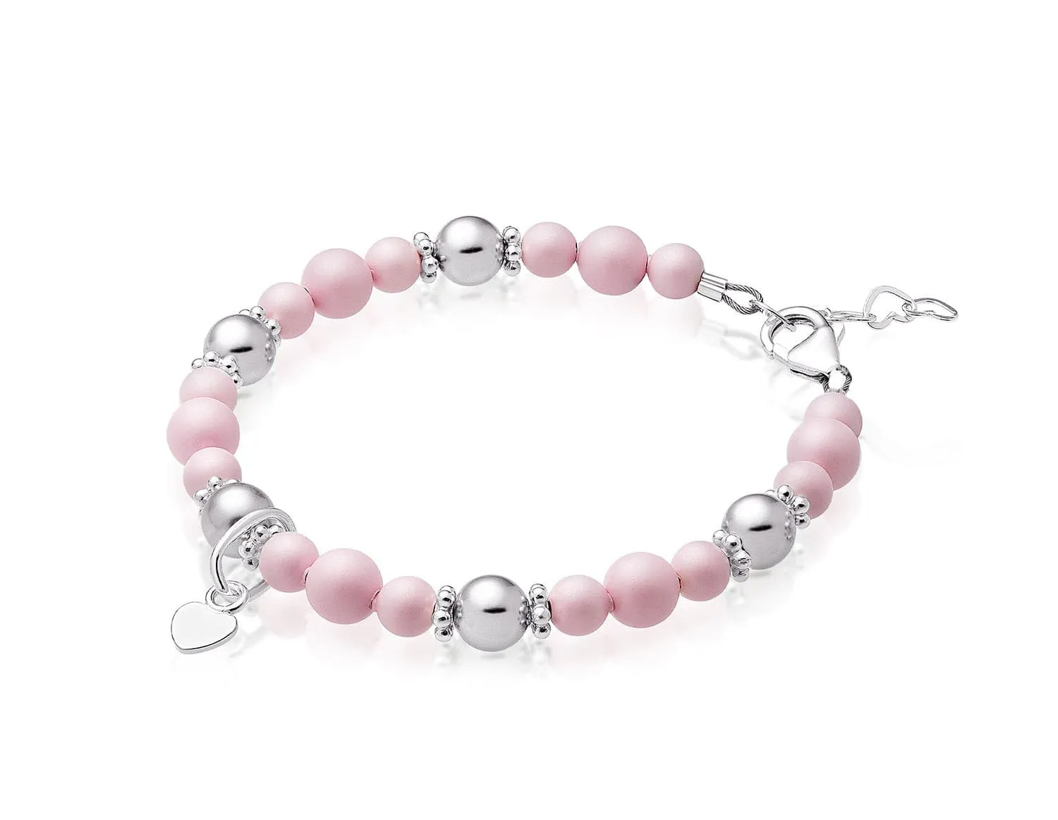 Little Girl Toddler Sterling Silver Heart charm Bracelet