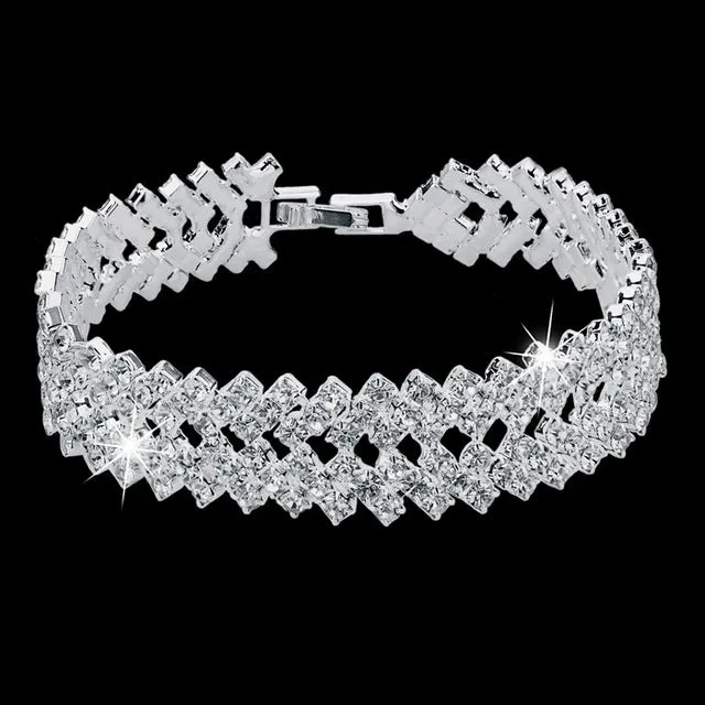 Luxury Crystal Bracelets For Women Silver color Bracelets & Bangles Femme Bridal Wedding Jewelry 2016 Vintage Bracelet SBR150218