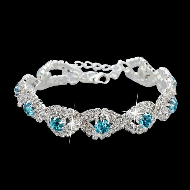 Luxury Crystal Bracelets For Women Silver color Bracelets & Bangles Femme Bridal Wedding Jewelry 2016 Vintage Bracelet SBR150218