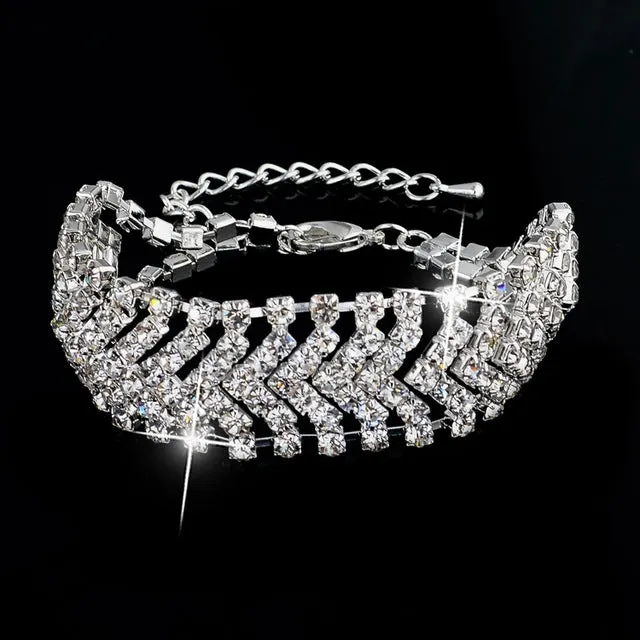 Luxury Crystal Bracelets For Women Silver color Bracelets & Bangles Femme Bridal Wedding Jewelry 2016 Vintage Bracelet SBR150218