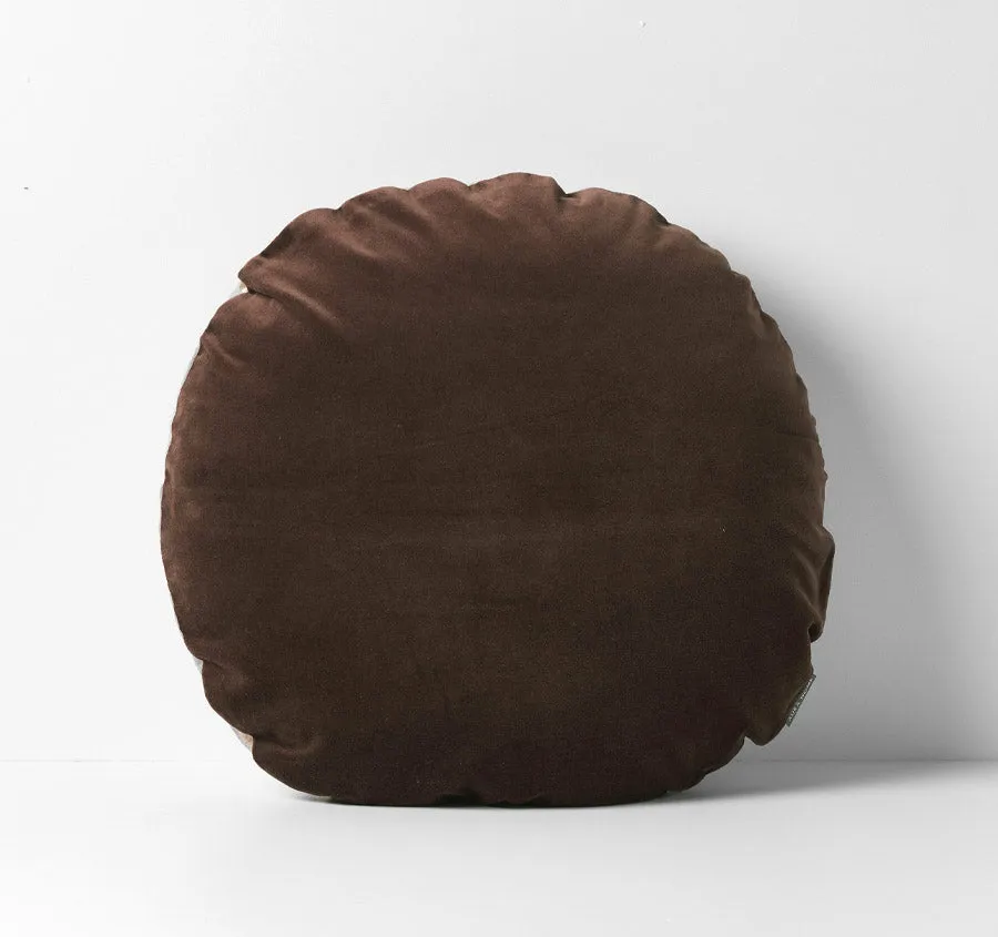 Luxury Velvet 55cm Round Filled Cushion Chocolate