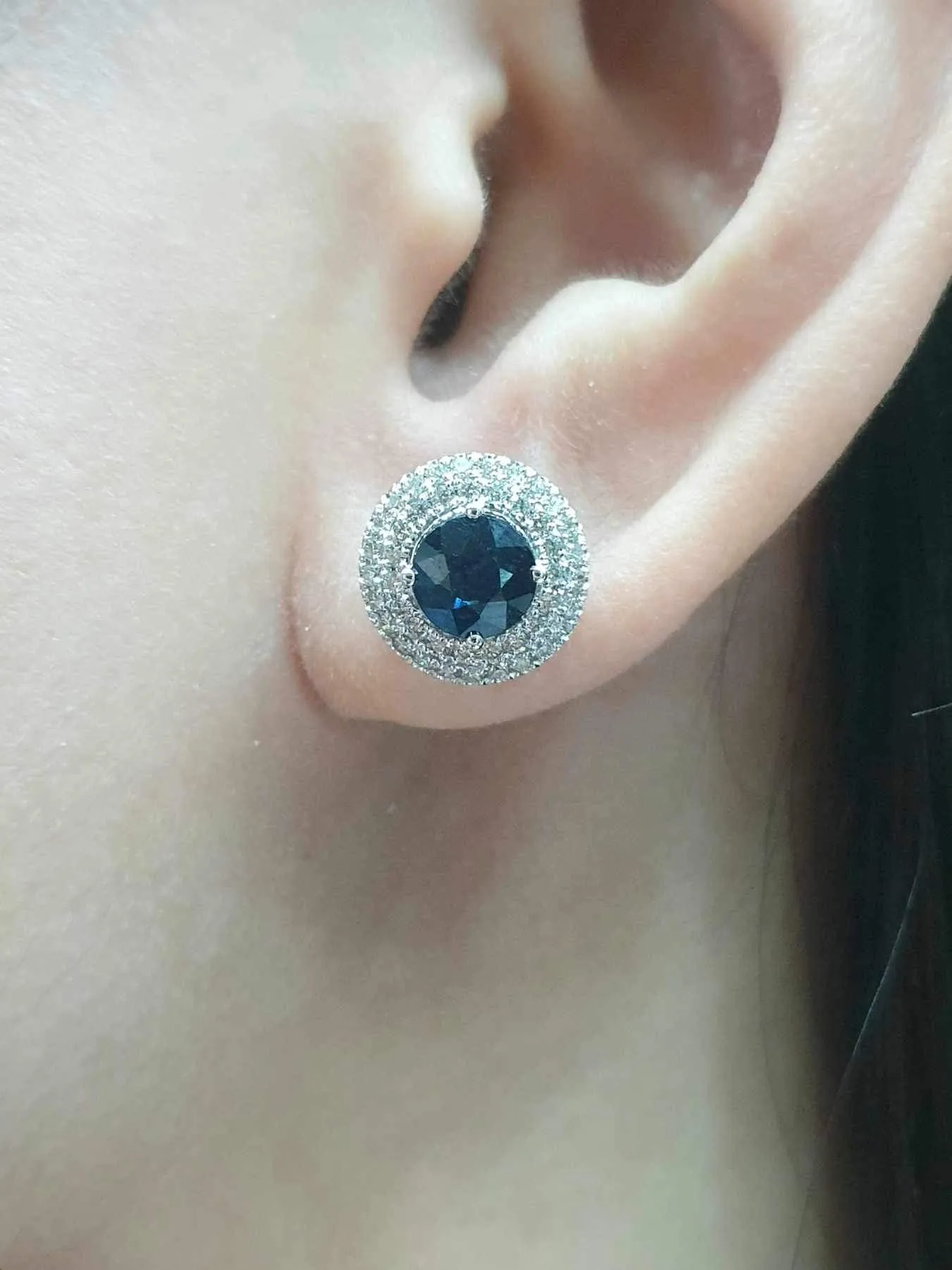 #LVNA2024 | Blue Sapphire Gemstone Halo Diamond Earrings