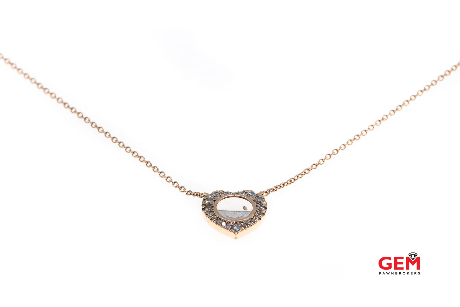 Magnificence 1/4 Ctw Heart Diamond Pave Pendant 14K 585 Rose Gold 18" Necklace